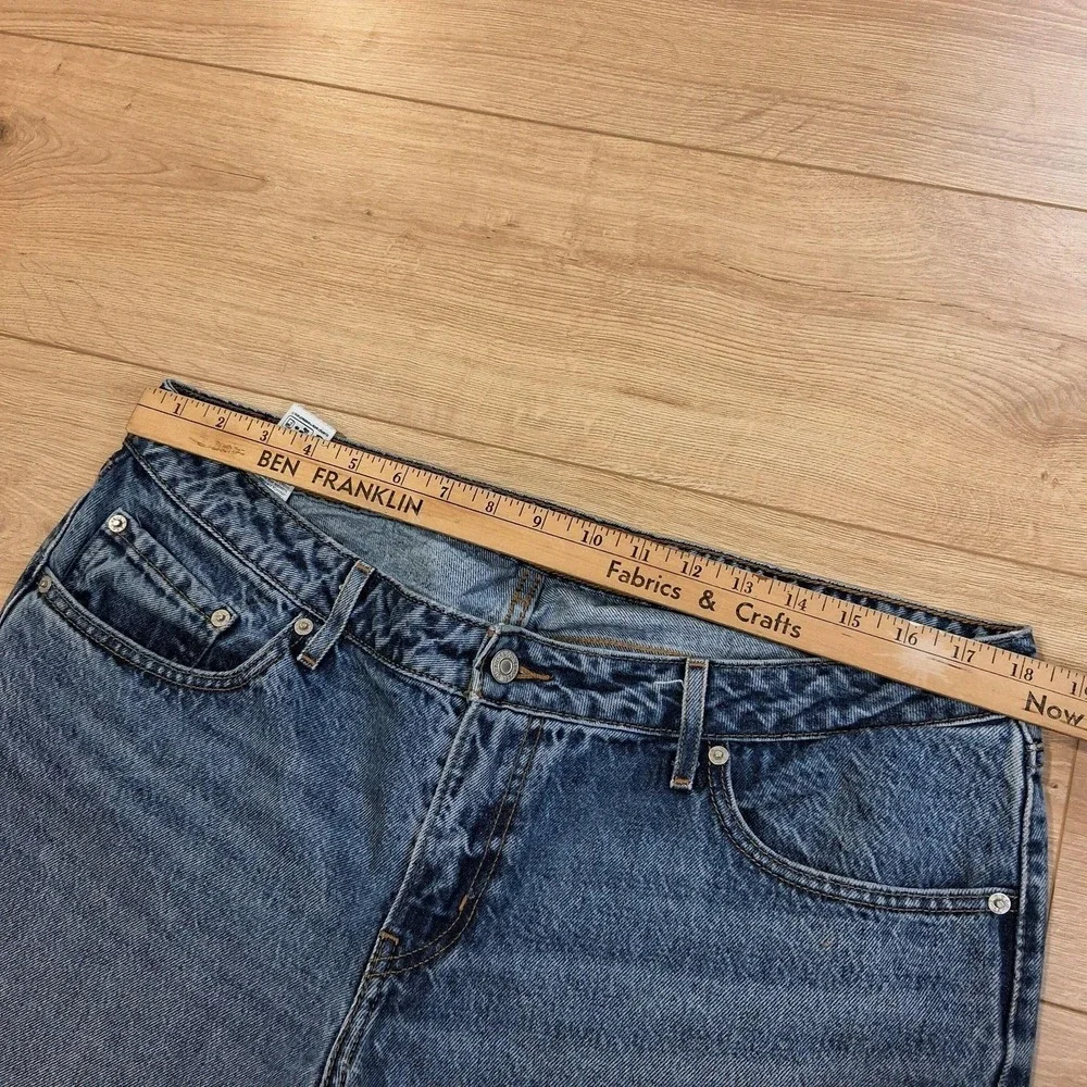 Levis Premium Low Loose Jeans Womens 34x30 Blue Med Wash Relaxed Wide Leg Denim